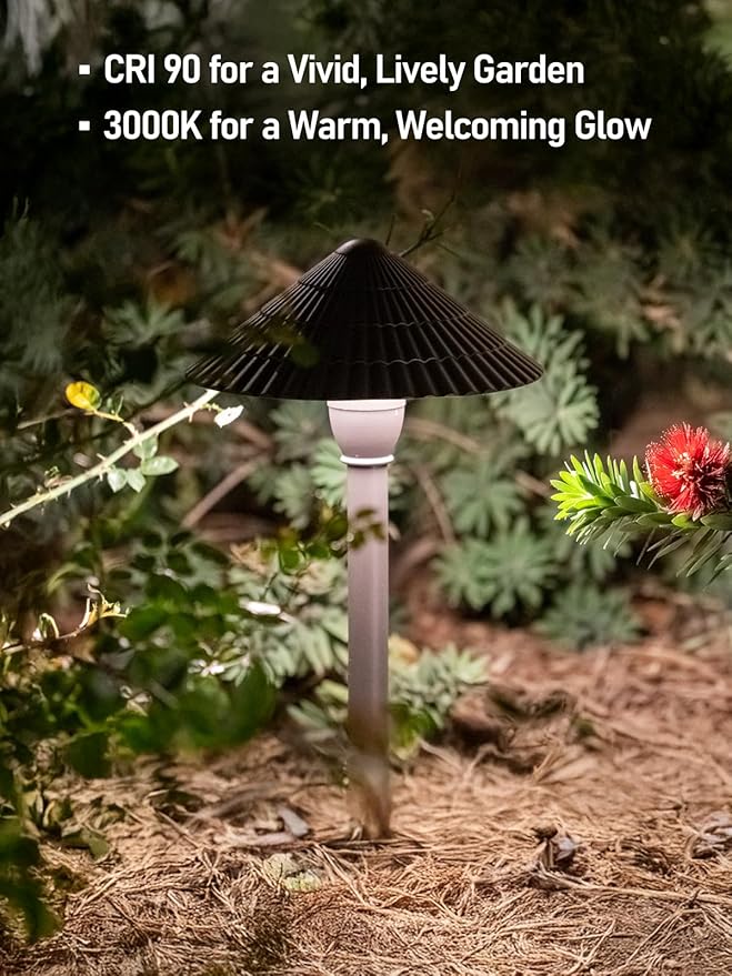 LEONLITE Low Voltage Landscape Lights, 3W 12V Pathway Lighting Wired, IP65 Waterproof Light for Yard Lawn, ETL Listed, Bronze Aluminum Housing, 4000K Cool White, Pack of 4