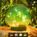 Outdoor Waterproof IP65 Solar Globe Lights, Led Solar Light Balls for Lawn Garden Patio Table Art Decoration, Yard Landscape Illuminated Cracked Glass Sphere Gazing Ball Lights, Round Ornaments Orbs