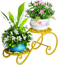 2 Tier Golden Plant Stand for Indoors, Beautiful Appearance And Cute Shape. Golden 1 Pcs