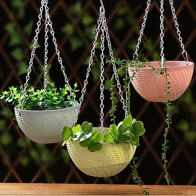 Foraineam 10 Pack Mini Hanging Planters Garden Self-Watering Flower Plant Pot Container Succulent Planter Pots with Hanging Chain
