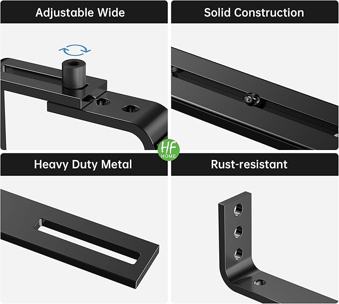 HFHOME 4PCS Adjustable Planter Window Box Planters Hanging Flower Box Holders Brackets, Heavy Duty Wall Mount Holder for Windowsills, Garden, Fences, and Balcony - Black