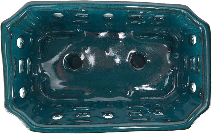W&W Orchid Pot with Holes and Saucer for Repotting, Teal, 9.7 Inches