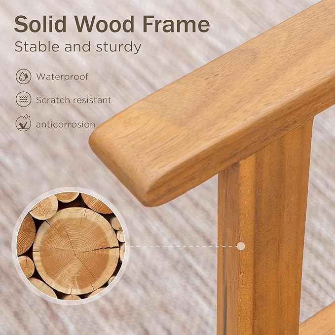 PHI VILLA 9 Pieces Acacia Wood Outdoor Dining Set for 8, Teak Rectangle Wooden Table & Chairs with Wicker Seat and Back, Farmhouse Dining Furniture Set for Patio, Deck, Yard, Porch