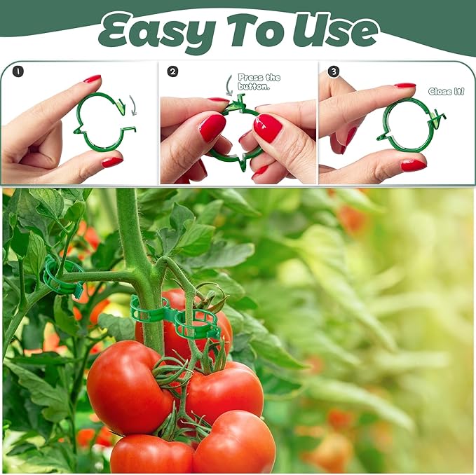 OJYUDD 400 Pcs Tomato Clips,Plastic Vine Clips,Plant Support Clips for Gardening,Climbing Plants,Tomato,Vegetables(Green)