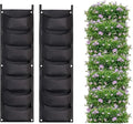 LITLANDSTAR Hanging Planter Bags, 2 Pack 7 Pocket Hanging Vertical Wall Planter Planting Grow Bags Outdoor Indoor Gardening Vertical Greening Flower Container (Black)