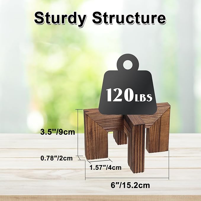 Plant Stand, Indoor/Outdoor Wood Plant Holder, Single Flower Pot Stand, Sturdy Planter Stands (Walnut, Fit 2.5-6 inch pots)