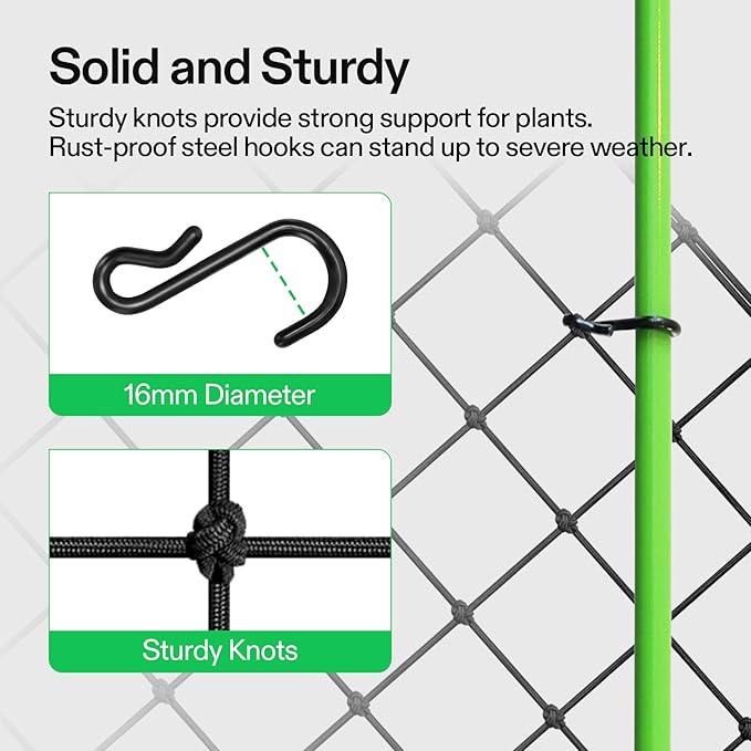 VIVOSUN 2 x 4Ft. Elastic Trellis Netting with 4 Hooks for Climbing Plants, Vegetables, Fruits, and Flowers, 1-Pack