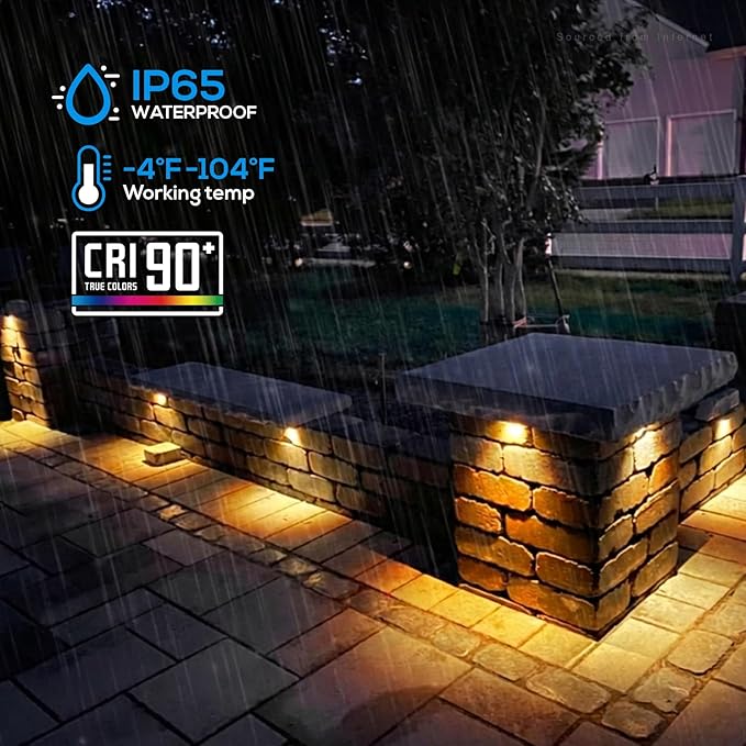 LEONLITE 8-Pack 4 Inch LED Hardscape Lighting, Update Retaining Wall Lights, LED Landscape Lighting, 12-24V AC/DC Paver Light Low Voltage, 1W/2W/3W Dimmable Outdoor Step Lights, 2700K Soft White, ETL