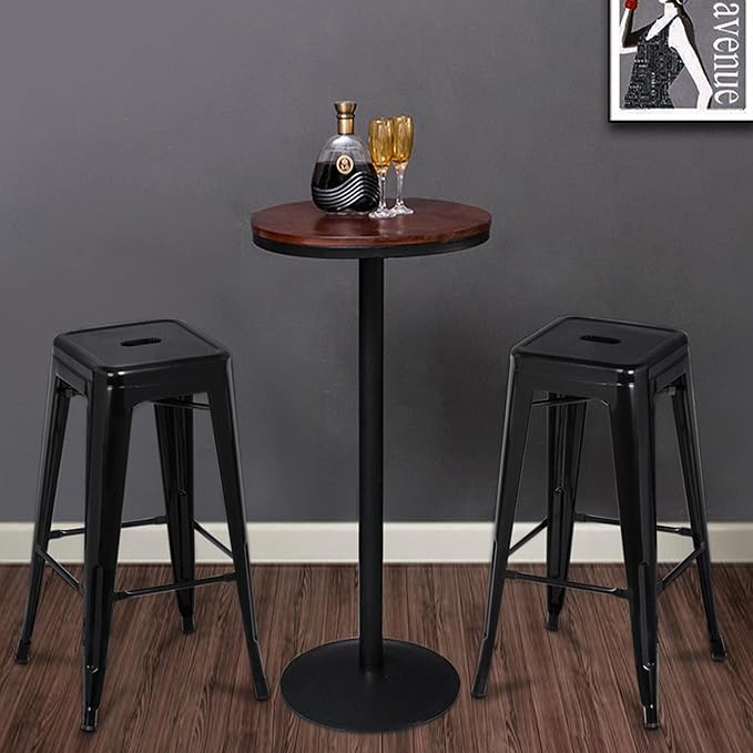 Yaheetech 30 Inch Metal Bar Stools Set of 4, Bar Height Backless Bartools, Industrial Stackable Bar Chairs with Footrest for Kitchen/Dining Room/Bistro/Patio, Black