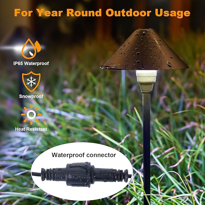 Low Voltage Pathway Lights with Timer, 4H/6H/8H Auto On/Off Low Voltage Landscape Lighting 3000K Waterproof LED Landscape Path Lights for Flower Bed Backyard Walkway Driveway, Set of 4