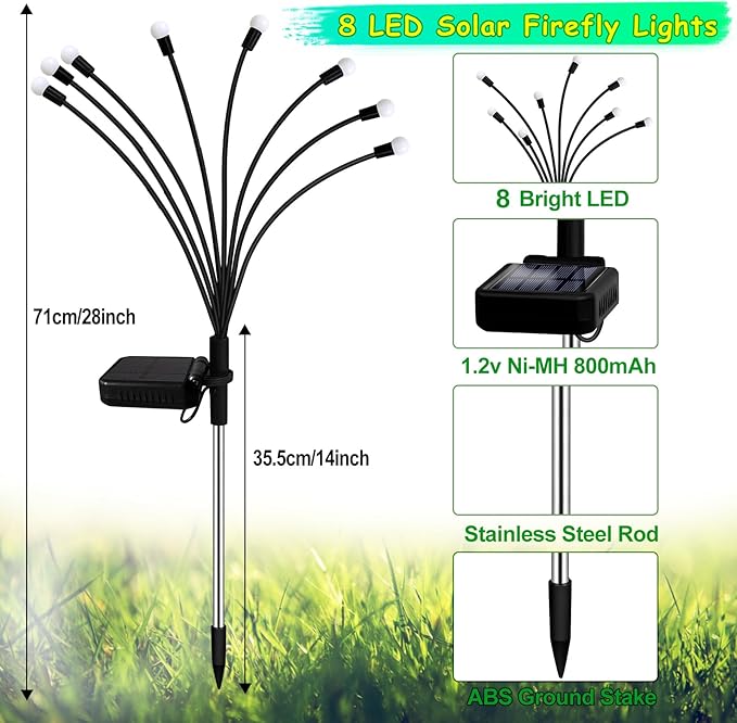 Kohlrabi Solar St Patricks Day Lights Outdoor, 10 Pack 80 LED Green Firefly Lights Waterproof, Sway by Wind, Solar Wind Swaying Light for Yard Patio Backyard Garden Flower Bed Pathway Decoration