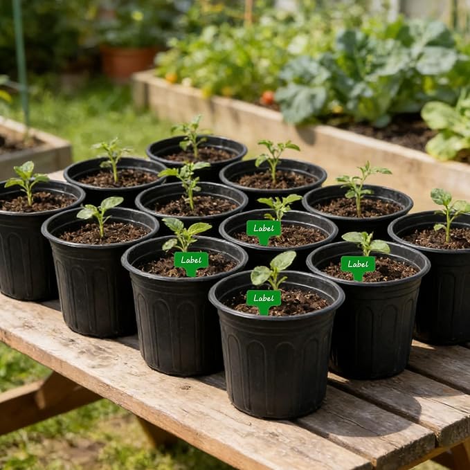 60-Packs 1 Gallon-S Flexible Plastic Plant Nursery Pots with 10 Pcs Plant Labels, Thickened Soft Seed Starting Container for Seedlings, Vegetables, Succulents and Cuttings
