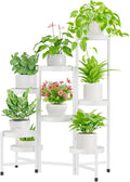 iDavosic.ly Plant Stand Indoor Outdoor, 8 Tier Corner Metal Flower Display Holder Shelf, Easy Assembly Folding Tall Orchid Rack for Patio Balcony Porch Garden Living Room House, White