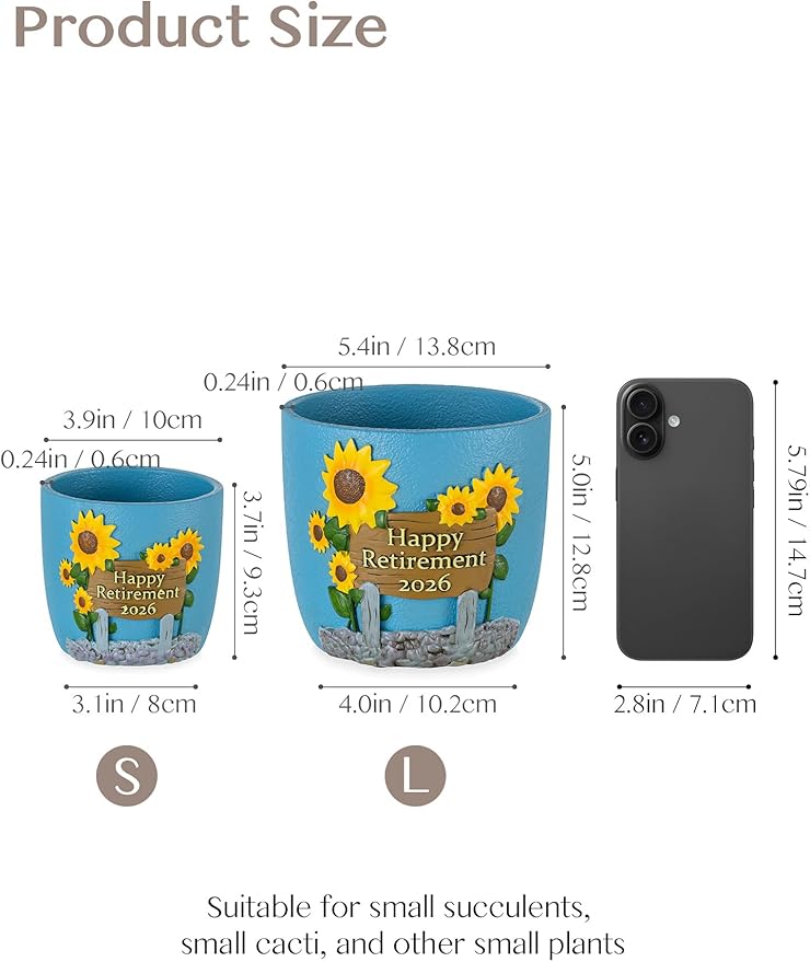 Retirement Gifts for Woman 2026: Happy Retirement Gifts for Women Nurse Teacher Coworker - Unique Retired Garden Gifts for Decoration - Hand-Painted Plant Pot Present with Gift Box and Card