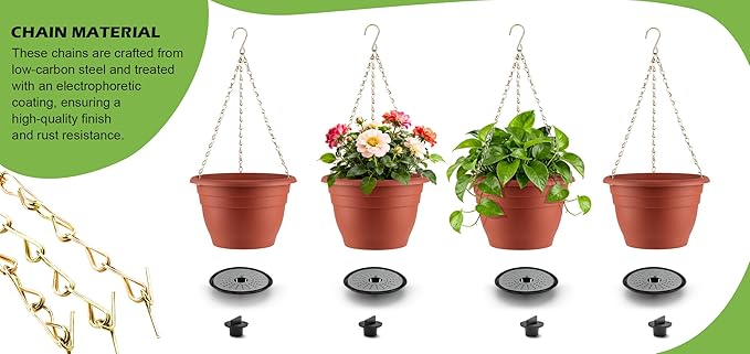 Hanging Planters 11 Inch, 3 Pcs Flower Pots with Drainage Hole, Self Watering Hanging Basket for Indoor Outdoor Plants, Decor, Pottery Red