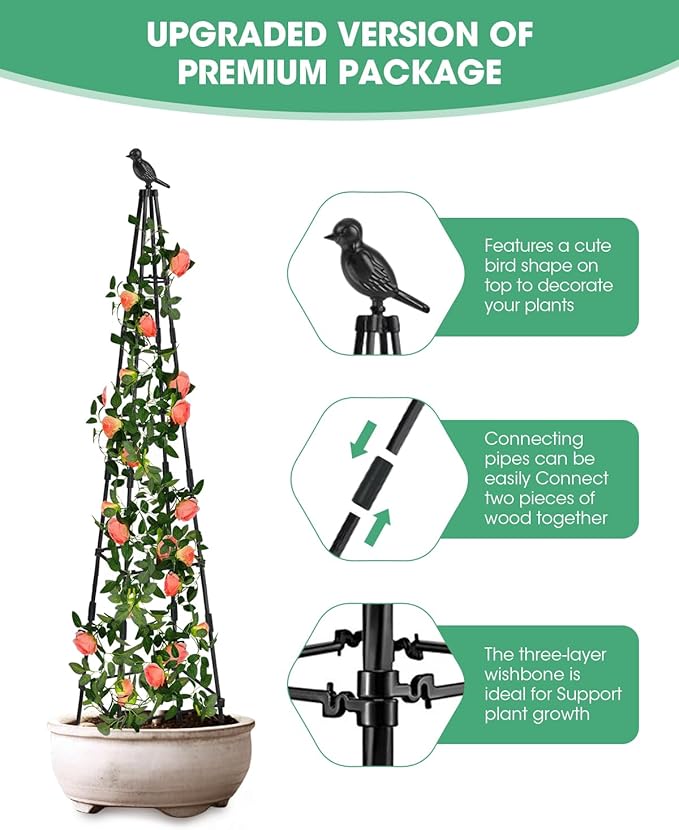 2Pack Garden Trellis for Climbing Plants Outdoor Indoor Pot 67'' Cucumber Trellis for Climbing Plant Support for Climbing Vegetables Plants Garden Obelisk Trellis Tomato cage & Climbing Rose