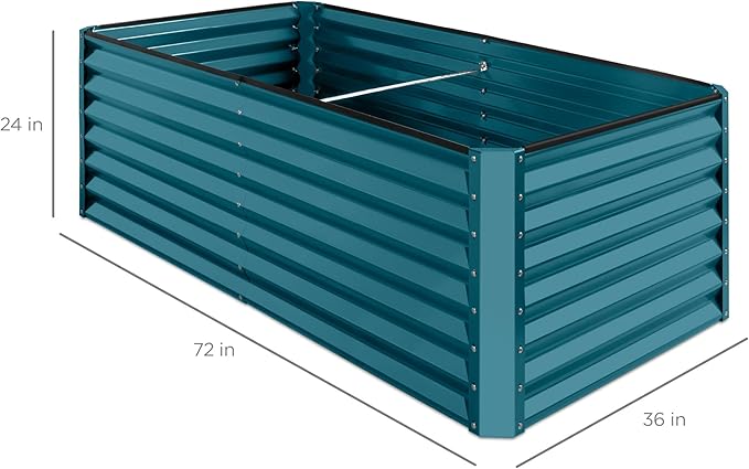 Best Choice Products 6x3x2ft Outdoor Metal Raised Garden Bed, Deep Root Box Planter for Vegetables, Flowers, Herbs, 269 Gallon Capacity, 100% Non Toxic Materials - Peacock Blue
