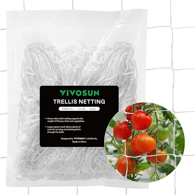 VIVOSUN Heavy-duty Polyester Plant Trellis Netting 5 x 15ft, 1 Pack