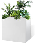 White Metal Planter Box 30" x 12" x 24" for Outdoor Plants Galvanized Steel Outdoor Planter Spliced Rectangular Flower Box with Partitions for Outside,Indoor,Garden (White, 30 * 12 * 24)