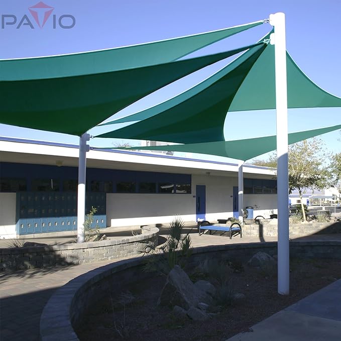 Patio Paradise 3' x 3' x 3' Sun Shade Sail Triangle Canopy Shade Cloth Fabric Sunlight Block Patio Pergola Cover HDPE Deck Awning for Outdoor Backyard Roof Shading, Turquoise