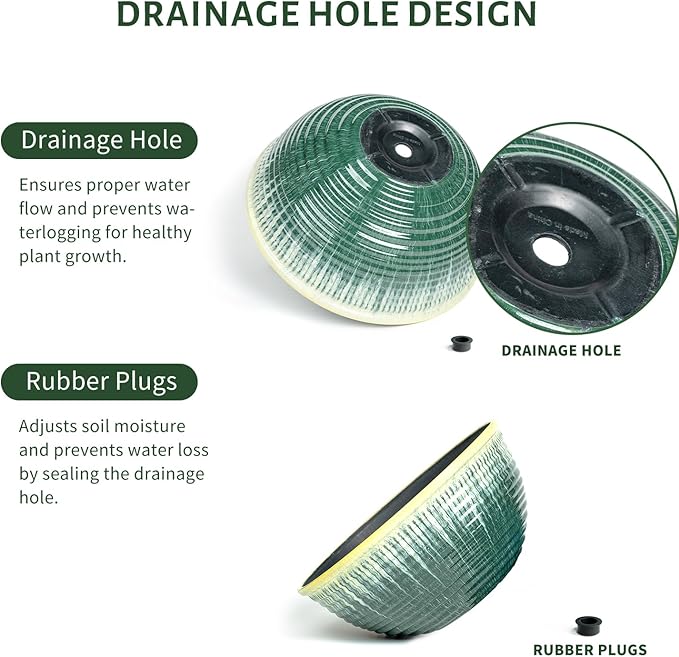 10inch Hanging Planter, 2 Pack Hanging Planters for Indoor and Outdoor Plants, Glazed Hanging Plant Holder with Drainage, Indoor Hanging Flower Pots for Garden Home (Green Glaze)