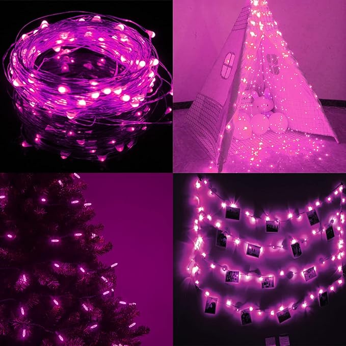 66Ft 200LED Pink Fairy Lights Plug in, Waterproof String Lights Outdoor & Indoor 8 Modes with Timer Valentines Day Decor, Twinkle Light for Girl's Room, Galentines Day, Wedding, Gifts for Women, Lover