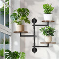 Wooden Rotatable Window Sill Plant Stand, 3 Tier Wall Plant Holder, 180 Degree Rotating Plant Rack, Mid-Century Wooden Style Plant Stand for Indoor and Outdoor Decoration (black)