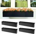 LaLaGreen Wall Planters for Outdoor Plants (30 Inch, 4 Pack) Carbon Steel Black Metal Hanging Flower Pots Outdoor for Succulents, Wall Mount Rectangular Long Window Sill Box Fence Deck Garden Decor