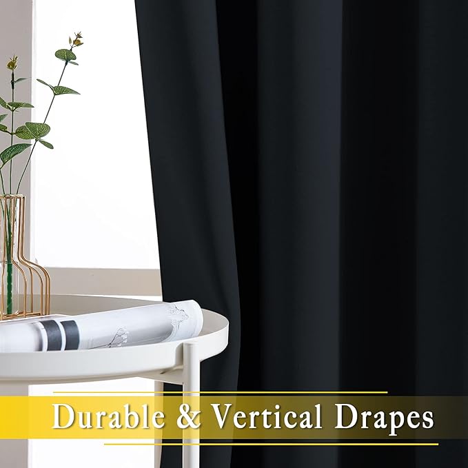 NICETOWN Blackout Curtain for Sliding Glass Door, Patio Door Curtains, Thermal Insulated Wide Drapes/Draperies Light Blocking for Bedroom/Porch (Black, 1 Panel, 80" W by 108“)