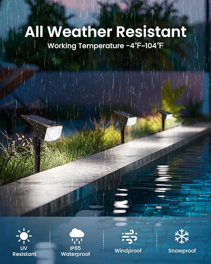 SOLPEX Solar Lights Outdoor Waterproof IP65, Landscape Spotlights Outdoor, Compact Design Spot Lights, Solar Powered Flood Lights for Garden Yard House Pathway Tree Outside, 6 Pack, Cool White