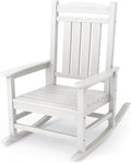 KINGYES HDPE Outdoor Rocking Chair, Widened Seat Patio Rocking Chair, Oversized All Weather Patio Rocker, White