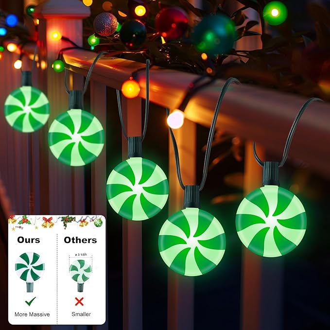 Ultimate Unicorn Christmas Lollipop Pathway Lights for Christmas Decoration, 10 LED Christmas Peppermint String Lights Green, Lollipop Pathway Lights with Stakes for Garden Christmas Decor