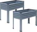 2PCS Galvanized Raised Garden Bed with Legs,2PCS 48×18×30in Elevated Planter Box for Backyard,Outdoor Garden, Patio, Balcony, 300lb Capacity,Grey
