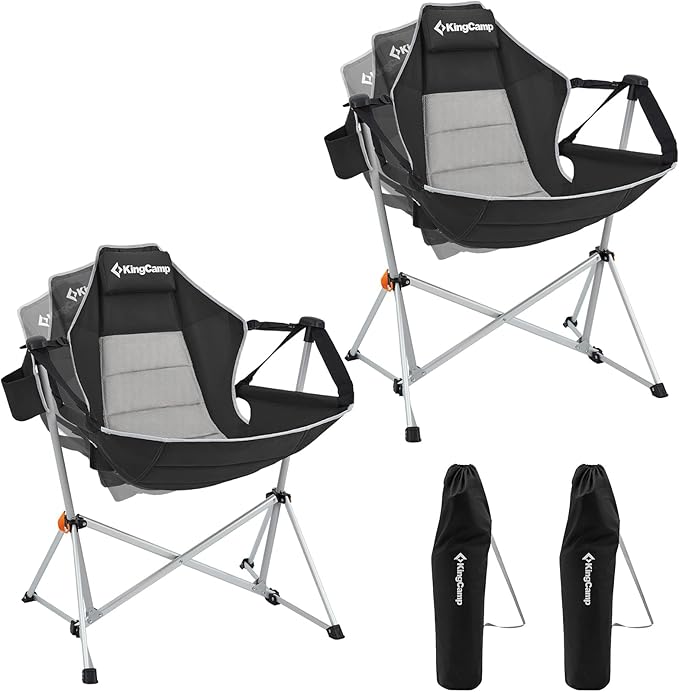 KingCamp Hammock Camping Chair, Swinging Portable Folding Camp Chairs for Adults Max 400lbs Heavy Duty Foldable Oversized Rocker with Aluminum Alloy Frame Cup Holder for Outdoor Beach Patio Sport