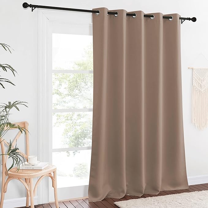 NICETOWN Blackout Window Curtain 90 inch Length - Room Darkening Thermal Insulated Grommet Large Window Treatment Light Blocking for Bedroom/Doorway (Capuccino, 1 Panel, W66 x L90)