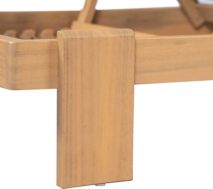 Christopher Knight Home Duska Acacia Wood Chaise Lounge Chair Set of 2, Patio Outdoor Chaise Lounge with Cushions, Adjustable Backrest Single Lounge Sofa, Garden Poolside Backyard Seating, Teak+Beige