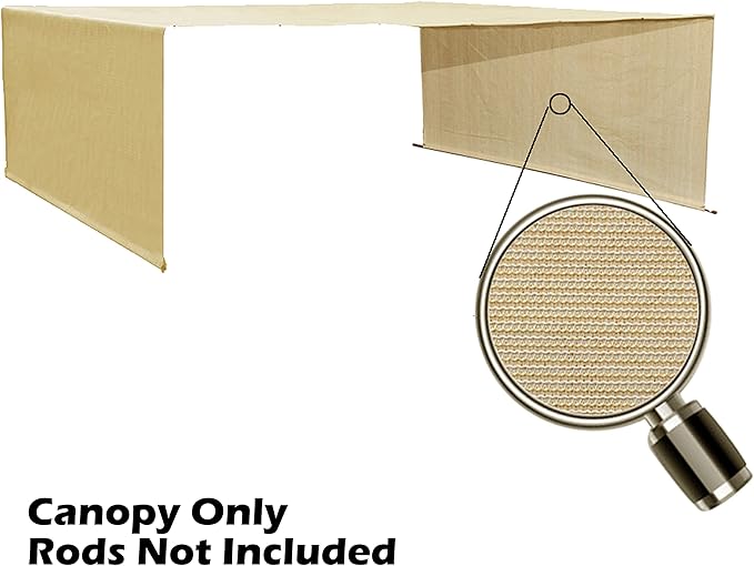 Universal Pergola Replacement Canopy Shade Cover with Breathable HDPE Fabric & Rod Pockets for 10 x 10 FT Pergola, Canopy Size: 192'' L x 106'' W (Banha Beige)