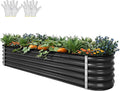 YITAHOME 17" Tall 9 in 1 Large Raised Garden Bed Kit, 8x2x1.4ft Galvanized Metal Planter Box with Gloves & Safety, Outdoor Above Ground Planters for Plants Vegetables Flowers, Black
