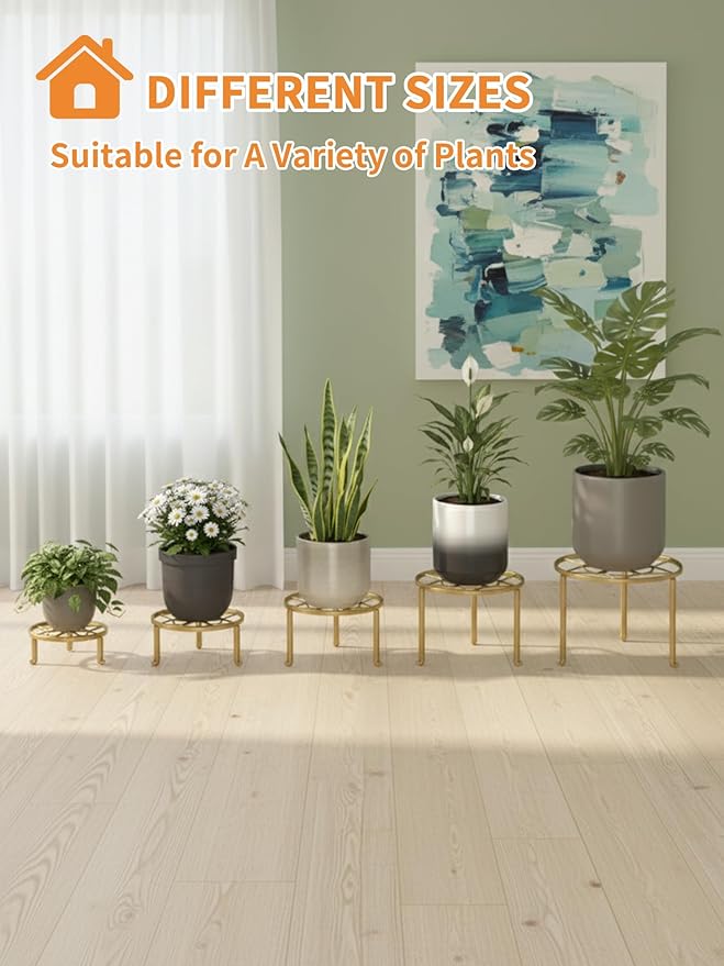 5 Pack Metal Plant Stands 5-Pack Round Supports Display Rack Tiered Plant Stand Shelf For Indoor Outdoor Multiple Plants Decoration Rack Shelf for Home