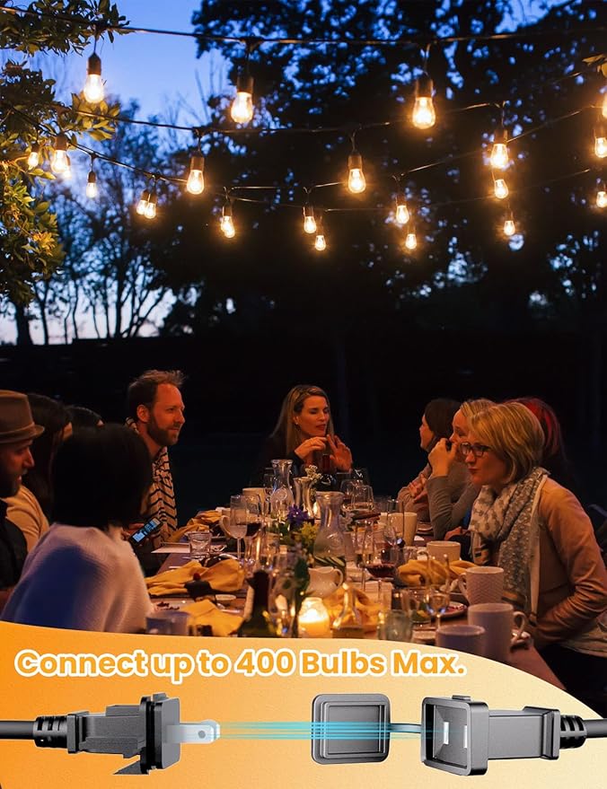 Svater Outdoor Led String Lights 36 FT, Patio Lights for Outside with 13pcs S14 Shatterproof Bulbs, 1 Watt E26 Dimmable, IP65 Waterproof, Commercial Grade Bistro Light 2700K Warm White