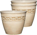 Classic Home and Garden Corinthian Round Planter, 8", Desert Tan (3 Pack)
