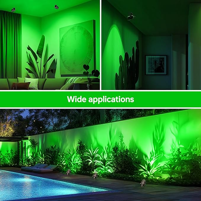 Green Outdoor LED Spot Lights for Yard & Garden – 12W Landscape Lighting, Christmas & Holiday Decor, Adjustable Beam,4Pack