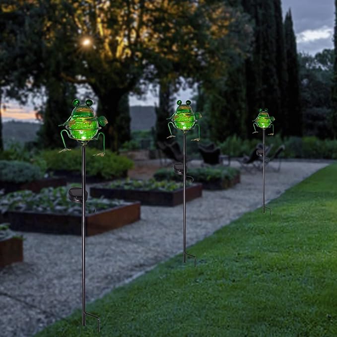 Bshine Solar Frog Garden Lights Outdoor - Solar Powered Stake Waterproof Pathway Lights for Yard, Garden Path, Landscape Decor - Cute Lawn Ornaments & Unique Gardening Frog Gifts for Mom, Frog Lovers