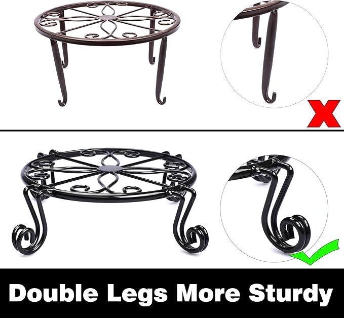 Black Plant Stand for Flower Pot Heavy Duty Potted Holder Indoor Outdoor Metal Rustproof Iron Garden Container Round Supports Rack for Planter Bronze, Pumpkin Stand Outdoor