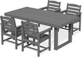 SERWALL HDPE Outdoor Dining Set for 4, 67'' All Weather Patio Dining Table and Chairs Set for Deck, Lawn, Gray