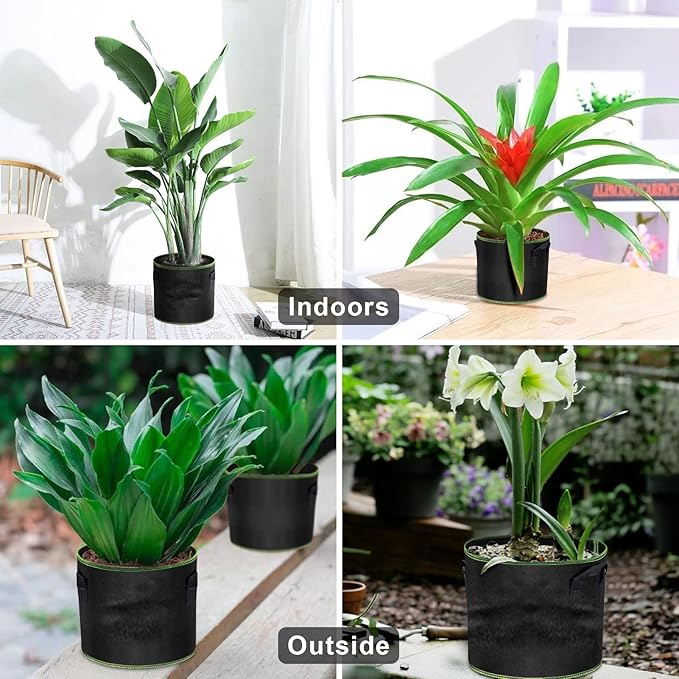 Grow Bags-15 Gallon, Garden Plant Bags with Handles, Thickened Nonwoven Fabric Aeration Planting Pots, Vegetable Gardening Fabric pots with Plant Tags & Seedling Bags(6Pack Potato Grow Bags)