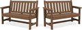 SERWALL Outdoor Bench, HDPE Outdoor Benches Weatherproof, 2-Person Garden Bench with 660 lbs Weight Capacity, Patio Benches for Outdoors, Garden, Porch, Backyard and Park, Brown, 2 Pack