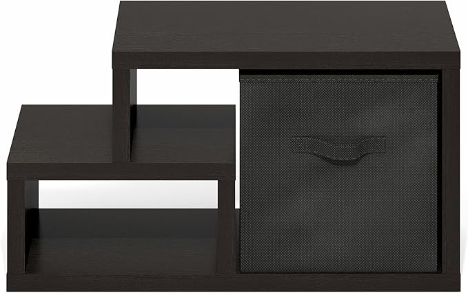 Furinno Viola Storage Shelf, Storage Rack with Bin, Book Shelf, Bookshelf, Display Rack, with Bin Drawers, for Organization, Living Room, Home Office, Black Dark Oak