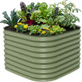 Vego garden 26" Extra Tall Raised Garden Bed Kits, 4 in 1 Modular Raised Planter Box for Vegetables Flowers Fruits Oval Metal Raised Garden-Olive Green