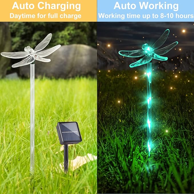 Set of 6 Arcylic Solar Lights for Outside, Solar Powered Garden Decorations with 8 Lighting Modes, Outdoor Waterproof Pathway Lights for Yard, Patio Plant Pot, Flower Bed (Mixed)